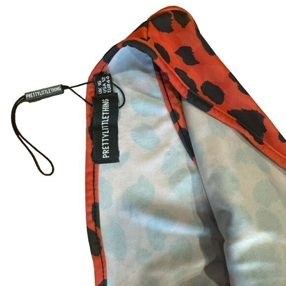 Prettylittlething Red Leopard Cut Out Wrap Around Swimsuit One Piece - Picture 7 of 8